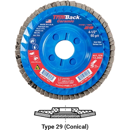 United Abrasives/Sait Flap DiscCeramicT29 5x78 80xPK10 70830